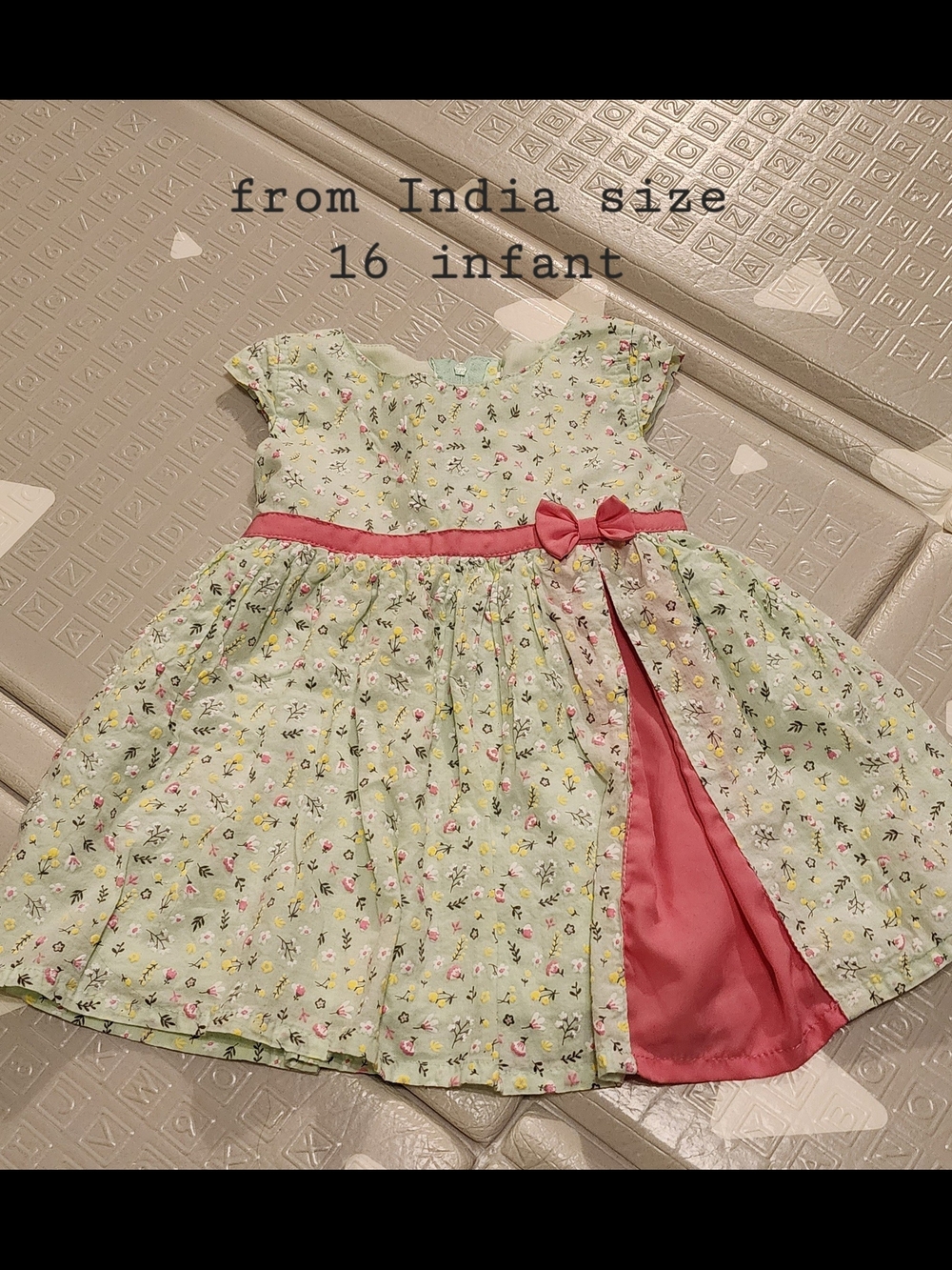 Infant Floral Dress with Pink Sash and Bow